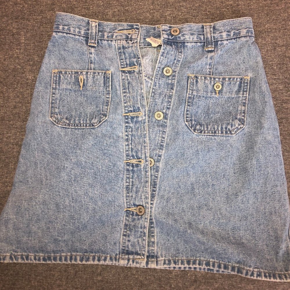 Button-Up Jean Skirt